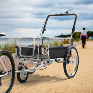Remolque de bicicleta de acero Q235 de 130*80*107 cm, negro, con capacidad de carga de 100 kg y pasamanos. - Product Image 4