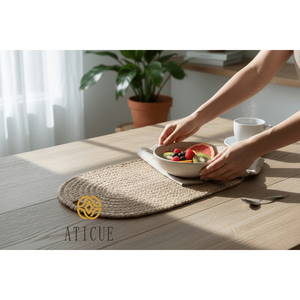 Mantel Individual Ovalado de Yute Trenzado Ecológico 60x30, Mantel Decorativo Tejido a Mano para Mesa de Comedor - Product Image 3