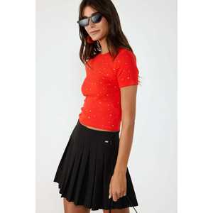 Camiseta Informal de Algodón con Adornos de Piedras, 100% Algodón - Product Image 4