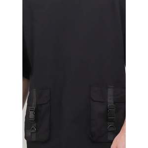 T-shirt à col rond surdimensionné en coton 100% de luxe pour hommes T-shirts surdimensionnés noirs à motif solide pour un usage quotidien - Product Image 6
