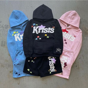 Sudaderas con capucha extragrandes para hombre con bordado 3D personalizado en 3D 100% algodón espuma estampado logotipo 450gsm grueso en blanco sin cuerda - Product Image 1