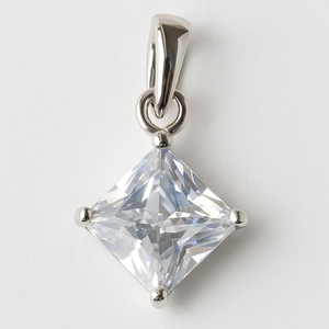 Collier pendentif carré en argent sterling 925 plaqué rhodium avec cristal CZ pour femme, bijou minimaliste, cadeau - Product Image 3