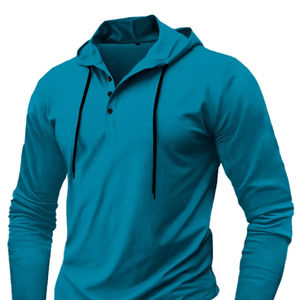 Sweat à capuche Slim Fit pour hommes, sports de plein air, sweat-shirt décontracté à manches longues, respirant, avec capuche à cordon de serrage et design de t-shirt - Product Image 2