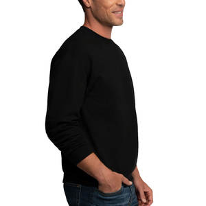 Sweat-shirt unisexe en coton doux noir thermique à col rond - Product Image 4