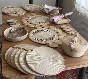 Best Sale Price Handicraft Seagrass <b>Woven</b> Table <b>Placemats</b> for Tableware Straw Rattan <b>Placemat</b> Decor table accessories - Product Image 5