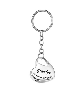 Grand-père métal famille en coeur en acier inoxydable mémorial souvenir urne porte-clés pour cendres crémation bijoux taille personnalisée - Product Image 5