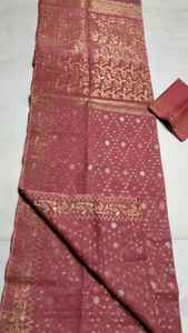 Exclusivo Deshi Dhakai Jamdani RED Sharee Calidad de exportación para mujeres JAMDANI FABRIC Blue GREEN Golden Sky Blue de Bangladesh - Product Image 4