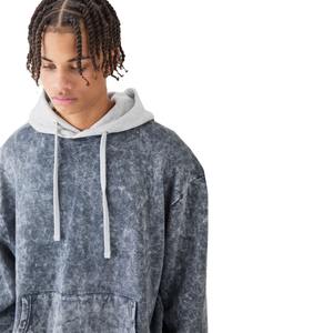 Customized 500 GSM Acid Washed <b>Fleece</b> Pullover <b>Hoodie</b> for <b>Men</b> Unisex <b>Oversized</b> Contrast Hood with Custom Logo for Winter - Product Image 3