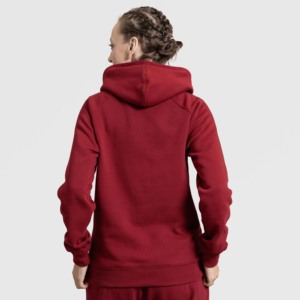 Sudadera con capucha transpirable para mujer, color granate, para otoño, informal, de seda, con diseño bordado y cremallera. - Product Image 2