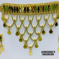 Ensemble de bijoux arabes en laiton plaqué or, style tendance, design magnifique, avec boucles d'oreilles et chaîne, pour femmes