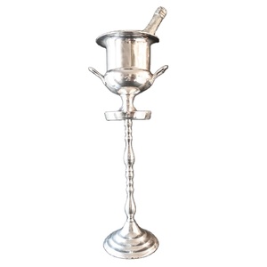 Aluminum Silver Finishing Wine Ice <b>Bucket</b> <b>With</b> Decorated Handle & <b>Stand</b> Base for Indoor & Outdoor <b>Champagne</b> Metal Ice <b>Bucket</b> - Product Image 1