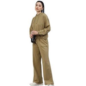 Conjunto Deportivo de Felpa Transpirable de Alta Calidad para Mujer, Talla Grande, con Logotipo Bordado, Sudadera con Capucha y Pantalones Deportivos Estampados, Primavera Invierno, Color Sólido - Product Image 3