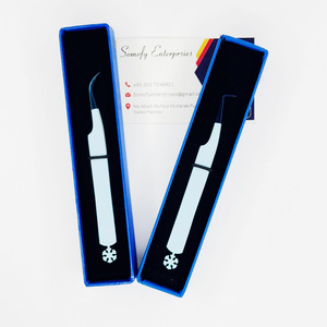 Pinzas profesionales para extensión de pestañas de acero inoxidable azul cielo de 0,03mm, puntas de volumen Regular de precisión, aplicador de agarre perfecto - Product Image 5