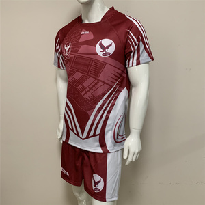 Ensemble de maillot et short de rugby respirant personnalisé en gros, vêtements de sport d'équipe pour hommes, tenue d'entraînement professionnelle pour matchs, 100% - Product Image 2