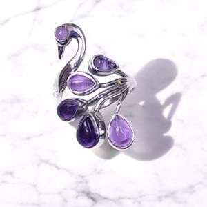 Bague en pierres précieuses faite à la main de conception de paon 925 bijoux fins en argent Sterling bague de Style traditionnel bijoux en argent en gros en vrac - Product Image 2