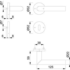 Manijas para Puertas y Ventanas Amsterdam, Juego de Rosetas de Acero Inoxidable E1400Z/42KV/42KVS, Oblicuas OB DIN Izquierda/Derecha HOPPE - Product Image 3