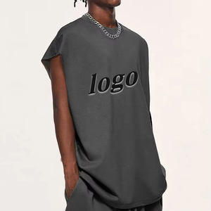 100% Cotton Sleeveless T-shirts Wholesale Tank Top Men High Quality T Shirt Custom Running Singlets for Men - Product Image 6