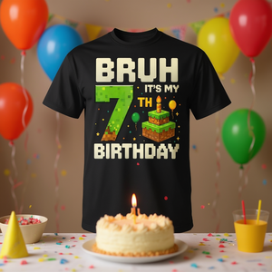 Camiseta de píxeles con diseño de juego de cumpleaños número 7 para niños de 7 años, camiseta promocional para niño de cumpleaños - Product Image 3