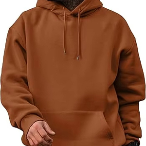 Veste universitaire décontractée pour homme, pull à manches longues en polaire avec poches, toile unie teinte, fermeture à boutons en laine/cuir - Product Image 1