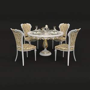 Grande table à manger en bois avec ensemble de chaises, parfaite pour les salles de banquet et les espaces de célébration des maisons royales - Product Image 4