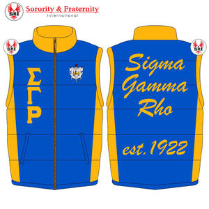 High Quality Custom Polyester Hoodie <b>Puffer</b> Vest for Men Winter Warm Sleeveless Sigma Gamma Rho <b>Gilet</b> Embroidery Zipper Hot - Product Image 3