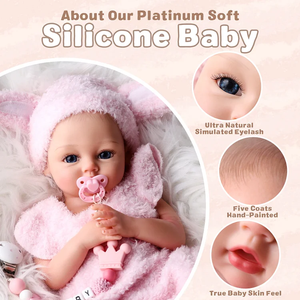 Muñeca Bebé <span class=keywords><strong>Reborn</strong></span> Realista de 12 Pulgadas Babeside Phoebe, Cuerpo Completo de Silicona Platino, <span class=keywords><strong>Ojos</strong></span> <span class=keywords><strong>Abiertos</strong></span>, Niña - Product Image 3