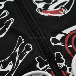 Conjunto Deportivo Estilo Punk con Estampado de Huesos de Esqueleto para Hombre, Sudadera con Capucha y Cremallera Completa con Máscara Facial y Pantalones Jogger de Pierna Ancha, Ropa Urbana - Product Image 4