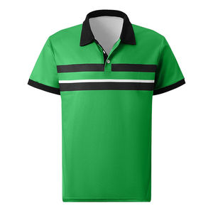 Camiseta de Golf de Manga Corta Personalizada para Hombre de Alta Calidad, con Botones al Frente, Transpirable, de Spandex/Poliéster, con Patrón Liso - Product Image 1