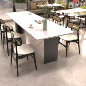 Set di 2 Sedie da Pranzo in Legno Nero con Schienale in Rattan per Soggiorno e Ufficio, Materiale in Pelle Resistente, Arredamento per la Casa - Product Image 4