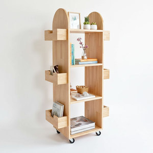 Modern 4-Tier Mobile Bookshelf KS68197 Rubberwood 50x35x120cm for Living Room Office Kids Room Bedroom - Product Image 5