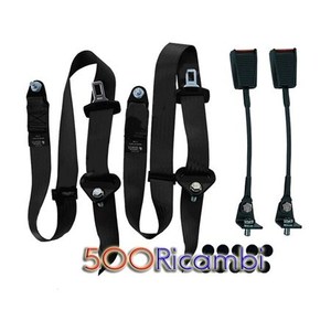 Kit Completo de Cinturones de Seguridad Negros para FIAT 500 D/F/L/R 126 1 SERIE - Product Image 1