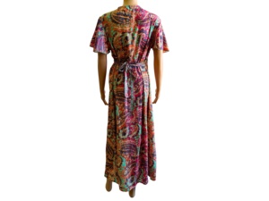 Vestido Maxi Coreano Paisley Y2K Bohemio Natural de Seda Tejida con Manga Acampanada, Corte A, Antiarrugas, Casual, para Uso Diario, Primavera Otoño, Dulce - Product Image 4