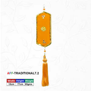 Artificial Traditional Hexagonal Cerulean Orange Fabric Floral Pattern Nature Scenes Landscapes Home Decor Hanging <b>Wall</b> - Product Image 1