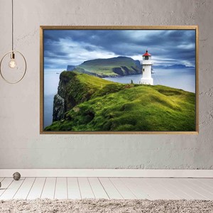 Stunning Faroe Islands View Printed <b>Canvas</b> Wall Decor with <b>Floating</b> Frame,1P:Gold <b>Framed</b> - Product Image 1
