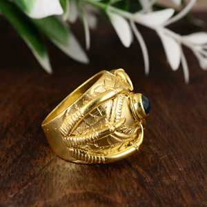 Vintage Hip Hop Boho Green Onyx Tribal <b>Ring</b> Chunky Brass <b>Ring</b> for Women 18k Gold Plated Vintage <b>Statement</b> Band Wholesale OEM ODM - Product Image 3