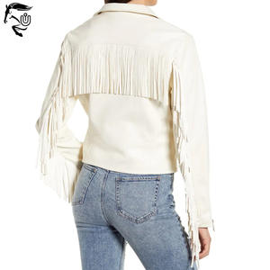 Unbridled's Customizable Women's Western Cowgirl Leather <b>Jacket</b> Breathable Denim Button Closure <b>Fringed</b> Stripe Cotton Solid - Product Image 5