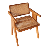 Ensemble de table à manger en teck massif Nismaaya Dericia 5 pièces, chaises en rotin tissées à la main, style moderne, durable, respectueux de l'environnement, cuisine
