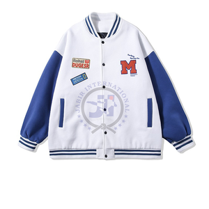 Veste universitaire unie personnalisée de haute qualité, patchs brodés, veste de baseball avec manches en cuir, vestes universitaires en laine, vente en gros - Product Image 1