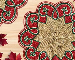 ที่ชาร์จทรงกลมทำด้วยมือสำหรับการรับประทานอาหารสุดหรูและของตกแต่งวันหยุดลูกปัดทำมือไม่เหมือนใครที่รองจานบนเฟอร์นิเจอร์บ้าน - Product Image 1