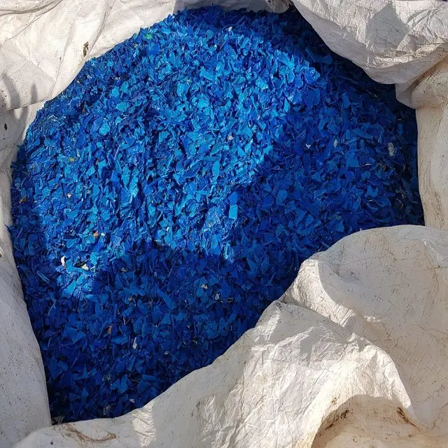 Scarti di plastica a tamburo blu HDPE, parte superiore riciclata in HDPE blu