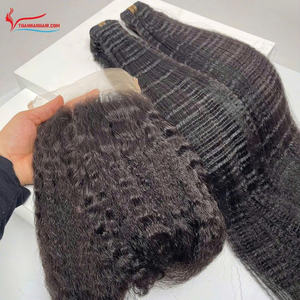 Super Mega Venta de extensión de cabello humano rizado textura recta Pelo Rizado extensión de cabello vietnamita trama de color negro natural - Product Image 4