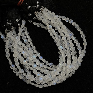 Wholesale Rainbow Moonstone Faceted Coin Shape Briolette Beads White Stone Beads - Product Image 2