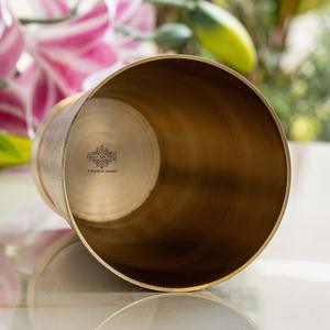 Gobelet en verre de grande taille à motif de fleurs en laiton pur Indian Art Villa-Verres et rangement - Product Image 6