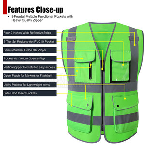 Vente en gros d'usine Nouveau style Gilet de chantier haute visibilité Logo personnalisé Conception de bande réfléchissante Gilet de sécurité - Product Image 5