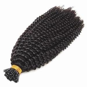 Venta al por mayor 100% sin procesar Kinky Curl I Tip extensiones de cabello cutícula alineada doble dibujado Natural negro crudo virgen extensión de cabello - Product Image 2