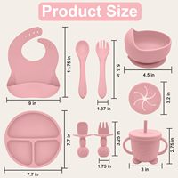 Yiyabb – Ensemble d'alimentation pour bébé en silicone sans BPA, motif animal, compatible lave-vaisselle, pour la première étape de diversification alimentaire
