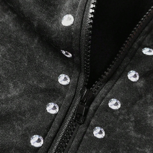 ชุดวอร์มโอเวอร์ไซส์ผ้าฝ้าย100% มีฮู้ดผ้าซักด้วยกรดมีซิปรูดตามต้องการโลโก้ออกแบบได้ตามต้องการ - Product Image 5