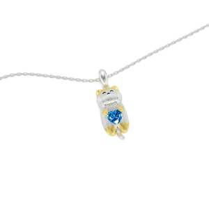 Collier pendentif chat souriant en argent sterling bicolore Jeulia - Product Image 3