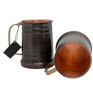 Mug cylindrique en cuivre avec poignée enveloppée, vaisselle en métal contemporaine pour un usage quotidien et le service - Product Image 2