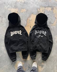 Sweat à capuche personnalisé unisexe avec impression bouffante 100% coton lavé à l'acide éponge lourde avec logo fabriqué pour les vêtements pour hommes - Product Image 1